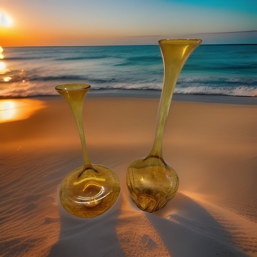 Studio glas vase amber - amber, set